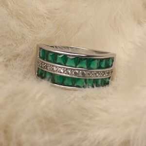 LeRose by Lexi and Rose Sterling Silver Three-Row Gemstone Ring